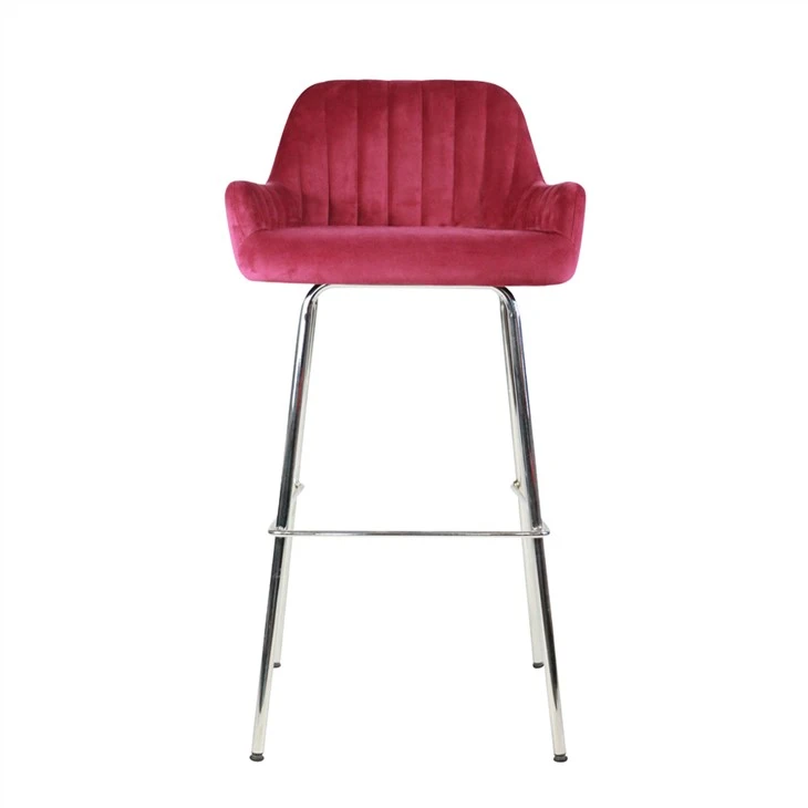 Moderna cadira de barra de coberta de tela de cames metàl·liques ergonòmica per esmorzar