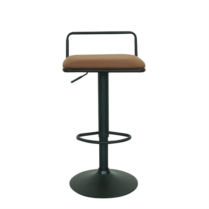 Tamboret de bar ajustable en alçada Seient quadrat Cadira de barra giratòria de metall PU