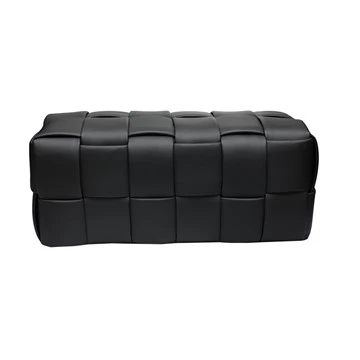 Otomana d'emmagatzematge de pell per a la llar, negre