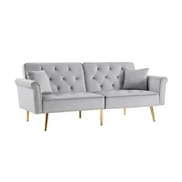 Sofà de tres places Sofà llit amb respatller plegable-avall Sofà de tela Nailhead Braç