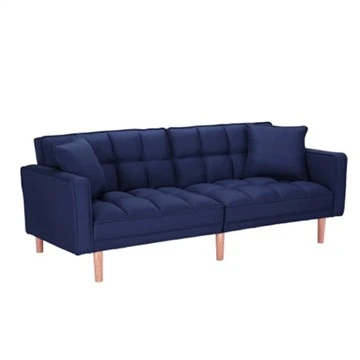 Sofà convertible suau i còmode de lli blau