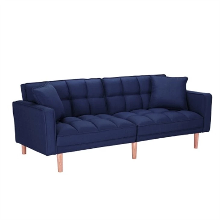 Sofà convertible suau i còmode de lli blau